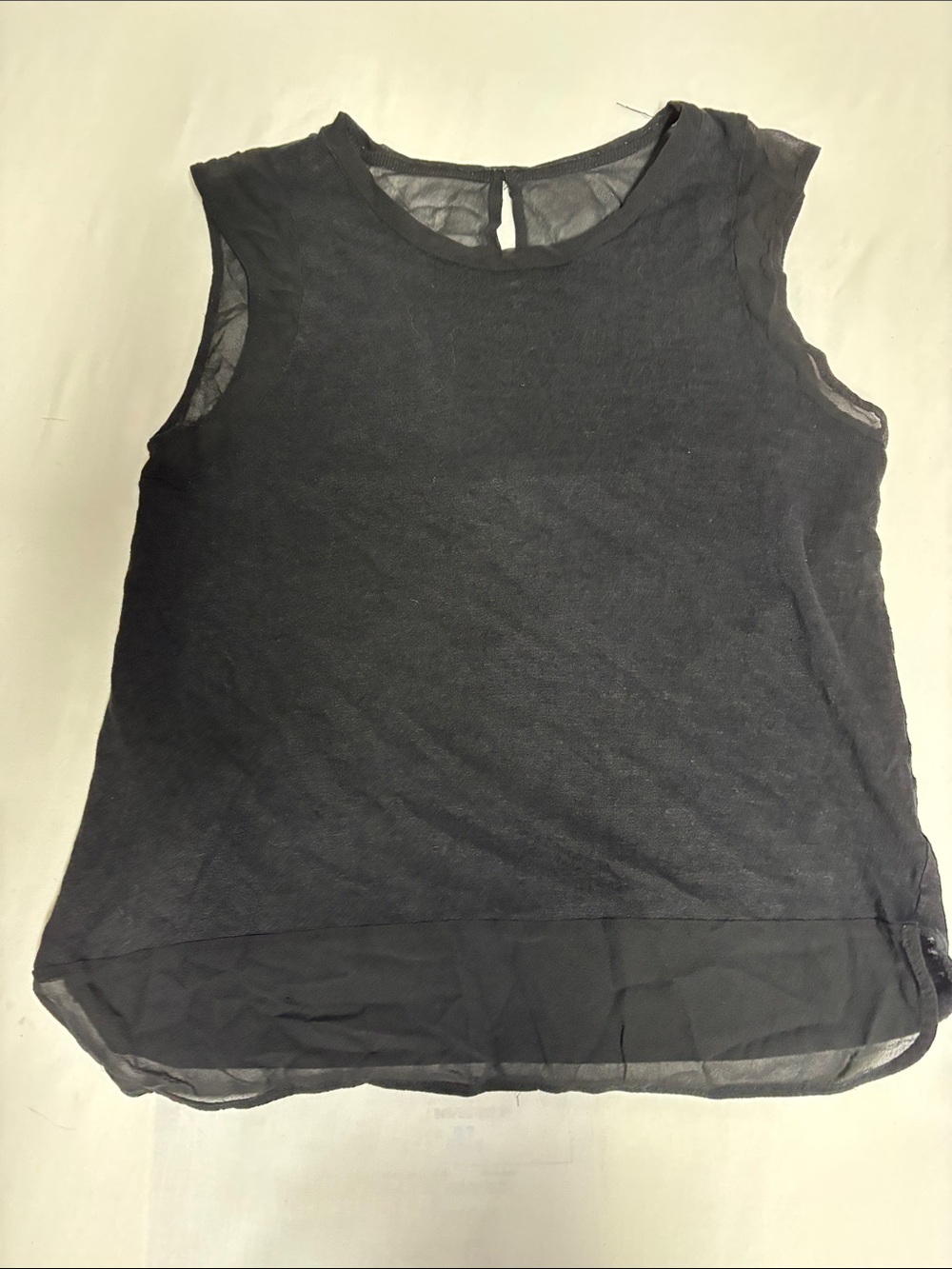 Madewell 1937 Black 100% Linen Sheer Panel Sleeveless Top Medium